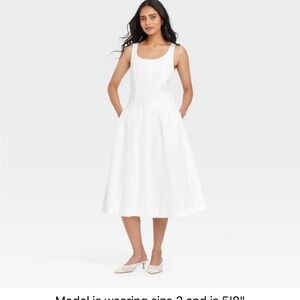 a new day White Midi Summer Dress